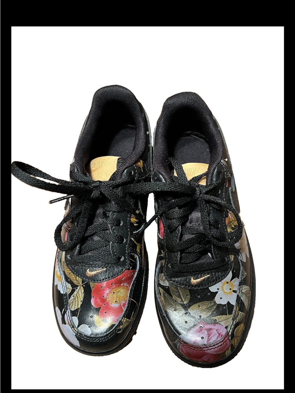 Nike Air Force 1 Low Black And Floral Design 2018 Size Youth 1